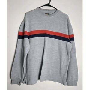 Vintage Route 66 Shirt Size Medium Striped Ribbed Gray Long Sleeve Y2K